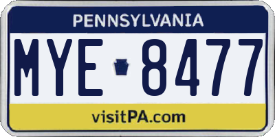 PA license plate MYE8477
