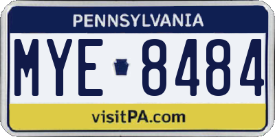 PA license plate MYE8484