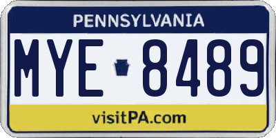 PA license plate MYE8489
