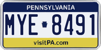 PA license plate MYE8491