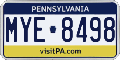 PA license plate MYE8498