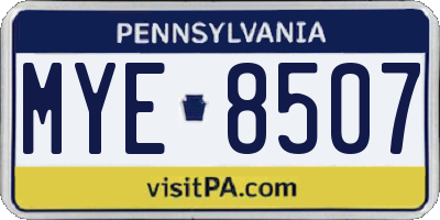 PA license plate MYE8507