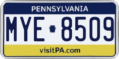 PA license plate MYE8509