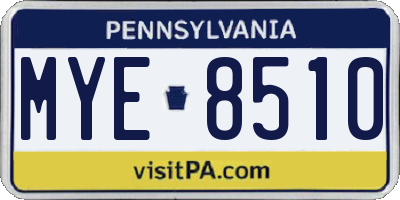 PA license plate MYE8510