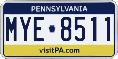 PA license plate MYE8511
