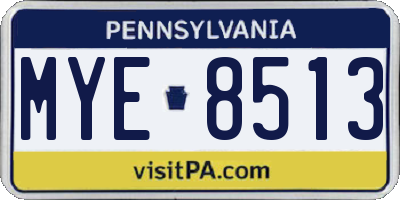 PA license plate MYE8513
