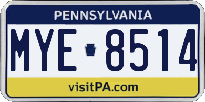 PA license plate MYE8514