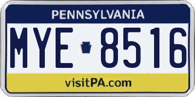 PA license plate MYE8516