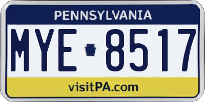 PA license plate MYE8517