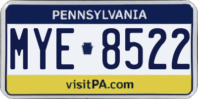 PA license plate MYE8522