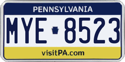 PA license plate MYE8523