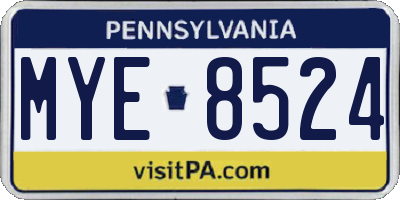 PA license plate MYE8524