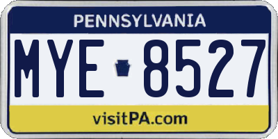 PA license plate MYE8527