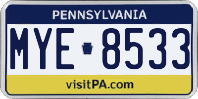 PA license plate MYE8533