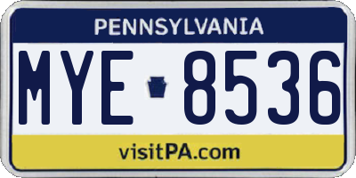 PA license plate MYE8536