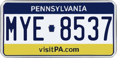 PA license plate MYE8537