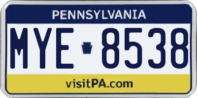 PA license plate MYE8538