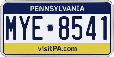 PA license plate MYE8541