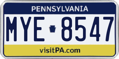PA license plate MYE8547