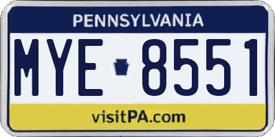 PA license plate MYE8551