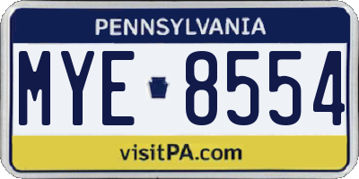 PA license plate MYE8554