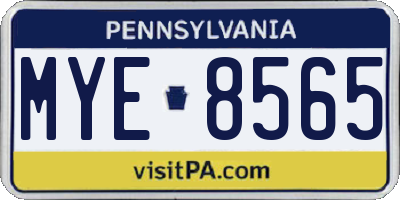 PA license plate MYE8565