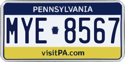 PA license plate MYE8567