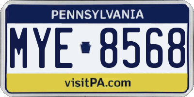 PA license plate MYE8568