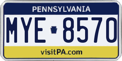 PA license plate MYE8570