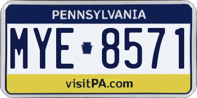 PA license plate MYE8571