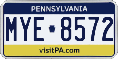 PA license plate MYE8572