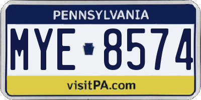PA license plate MYE8574