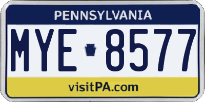 PA license plate MYE8577