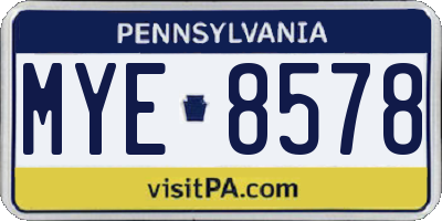 PA license plate MYE8578