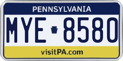 PA license plate MYE8580