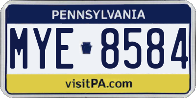PA license plate MYE8584