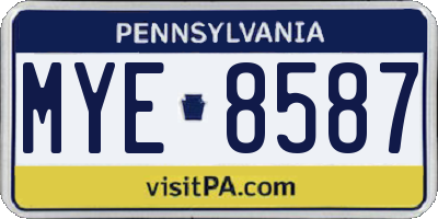 PA license plate MYE8587