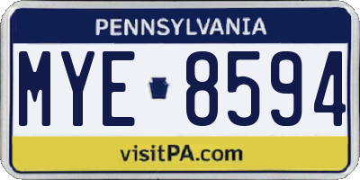PA license plate MYE8594