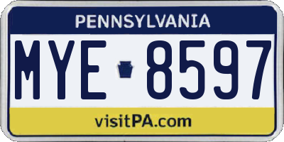 PA license plate MYE8597