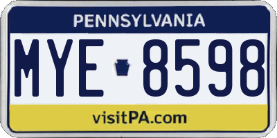 PA license plate MYE8598