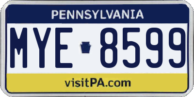 PA license plate MYE8599