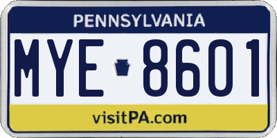 PA license plate MYE8601