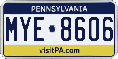 PA license plate MYE8606