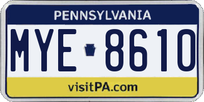 PA license plate MYE8610