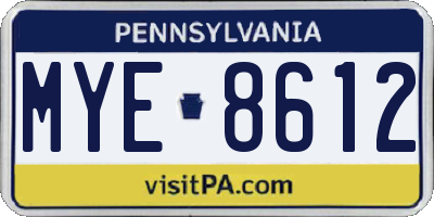 PA license plate MYE8612