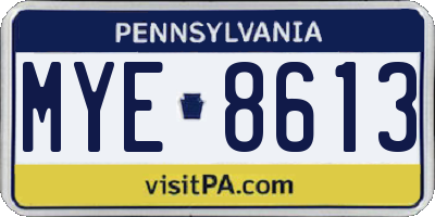 PA license plate MYE8613