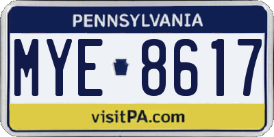 PA license plate MYE8617