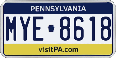 PA license plate MYE8618