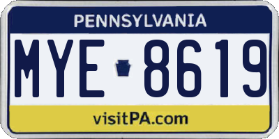 PA license plate MYE8619