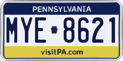PA license plate MYE8621